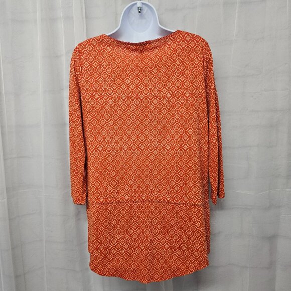 Lauren Ralph Lauren Orange Geometric Peasant Blouse Boho Prairie L - Picture 8 of 12
